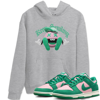 Dunk Low Medium Soft Pink Malachite shirt to match jordans Keep Smiling sneaker tees Dunk Medium Soft Pink Malachite SNRT Sneaker Release Tees unisex cotton Heather Grey 1 crew neck shirt