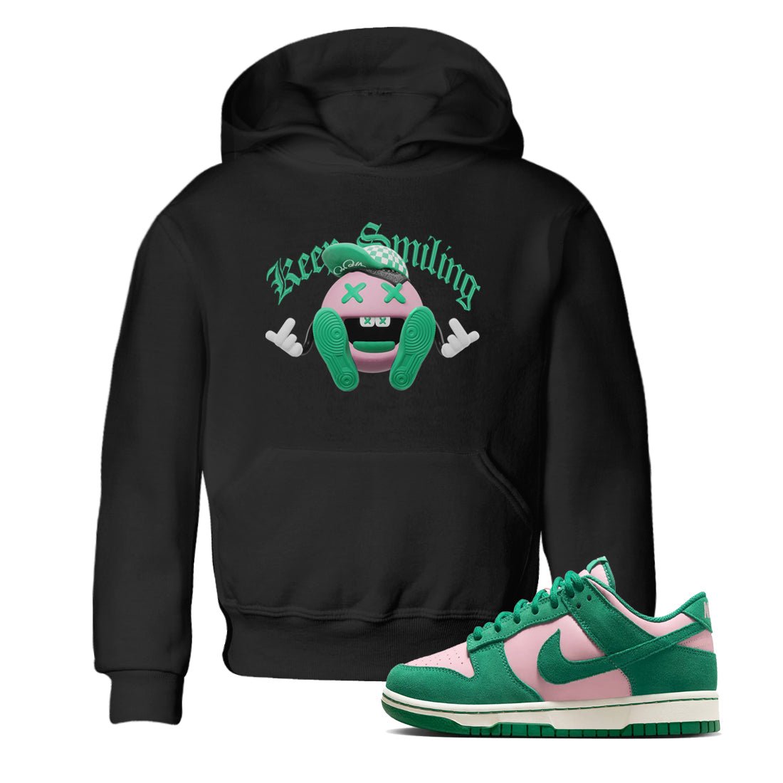 Dunk Low Medium Soft Pink Malachite shirt to match jordans Keep Smiling sneaker tees Dunk Medium Soft Pink Malachite SNRT sneaker release tees baby toddler Black 1 cotton Shirt