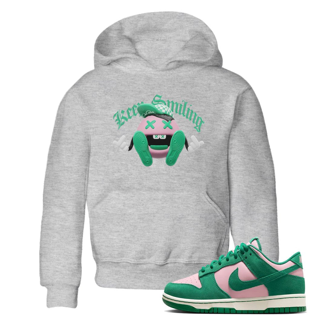 Dunk Low Medium Soft Pink Malachite shirt to match jordans Keep Smiling sneaker tees Dunk Medium Soft Pink Malachite SNRT sneaker release tees baby toddler Heather Grey 1 cotton Shirt