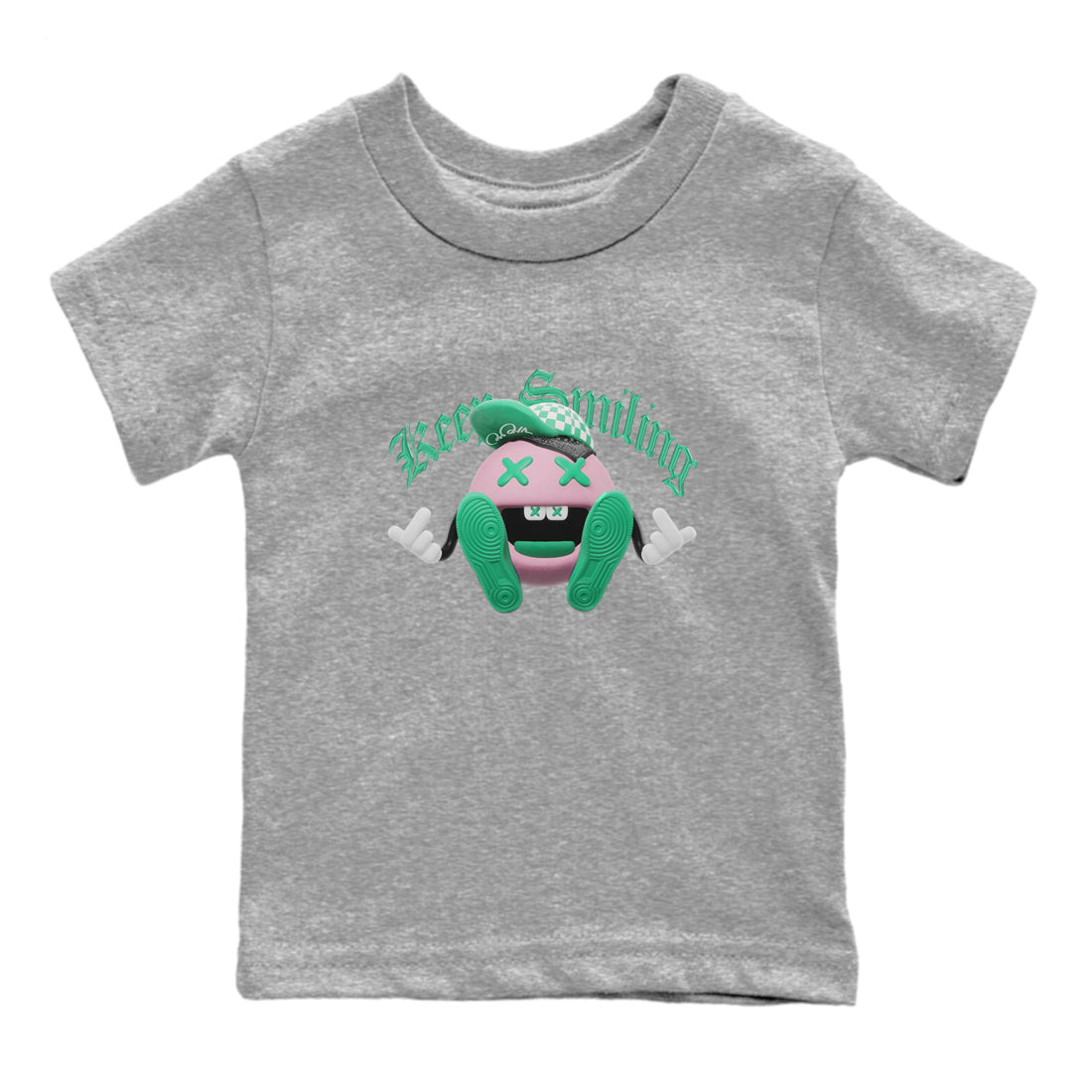Dunk Low Medium Soft Pink Malachite shirt to match jordans Keep Smiling sneaker tees Dunk Medium Soft Pink Malachite SNRT sneaker release tees baby toddler Heather Grey 2 cotton Shirt