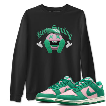 Dunk Low Medium Soft Pink Malachite shirt to match jordans Keep Smiling sneaker tees Dunk Medium Soft Pink Malachite SNRT Sneaker Release Tees unisex cotton Black 1 crew neck shirt