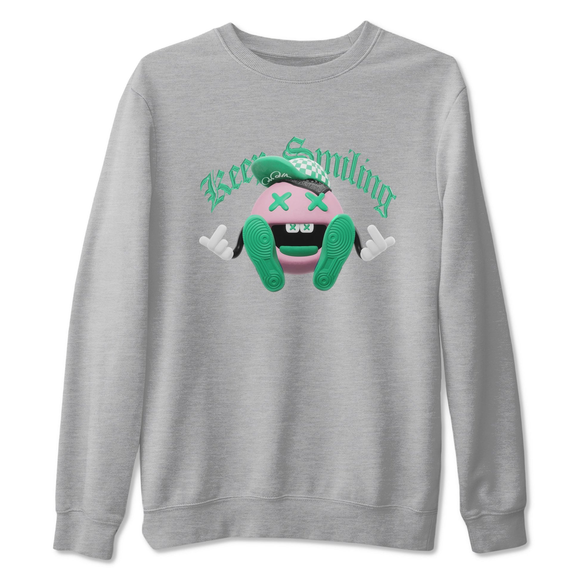 Dunk Low Medium Soft Pink Malachite shirt to match jordans Keep Smiling sneaker tees Dunk Medium Soft Pink Malachite SNRT Sneaker Release Tees unisex cotton Heather Grey 2 crew neck shirt