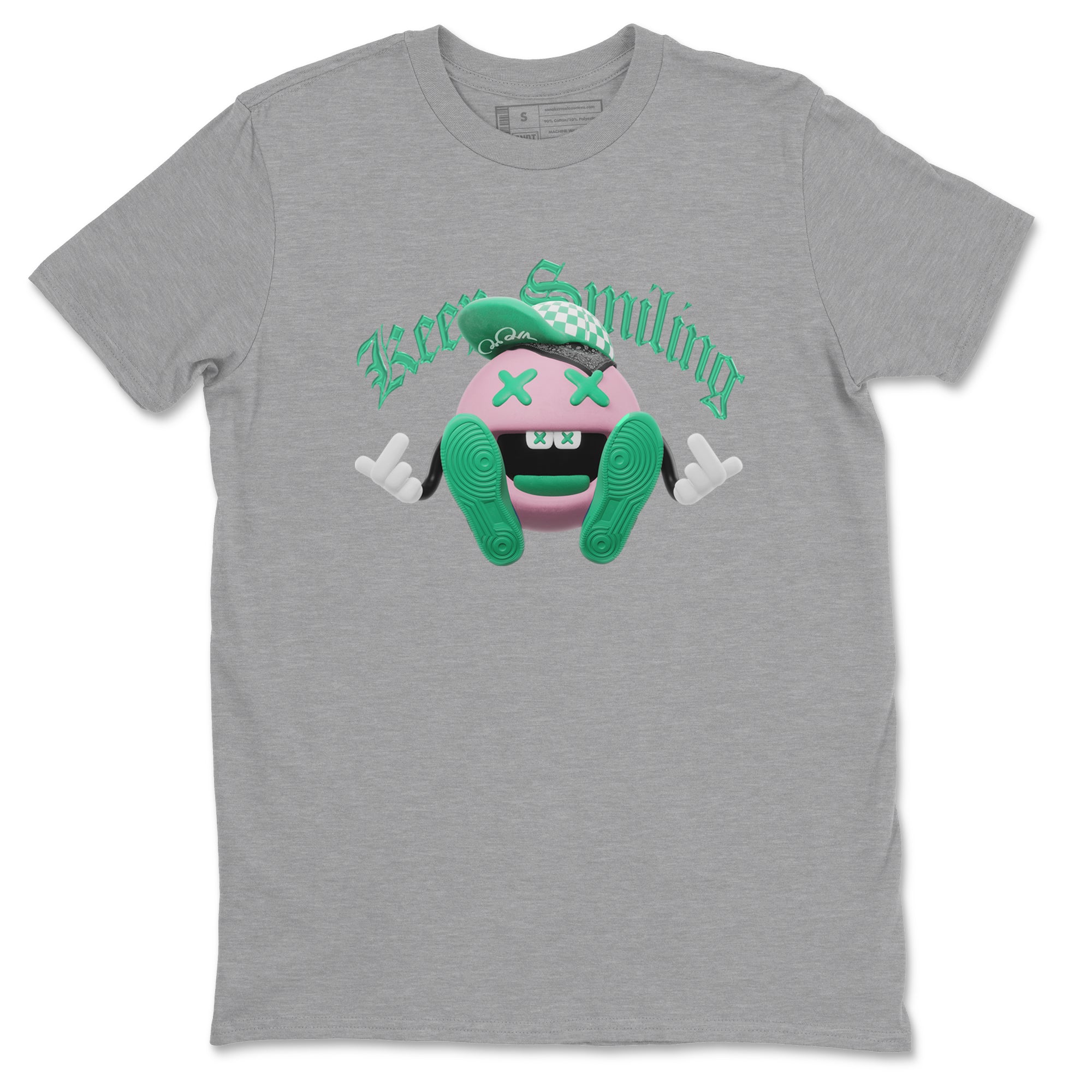 Dunk Low Medium Soft Pink Malachite shirt to match jordans Keep Smiling sneaker tees Dunk Medium Soft Pink Malachite SNRT Sneaker Release Tees unisex cotton Heather Grey 2 crew neck shirt