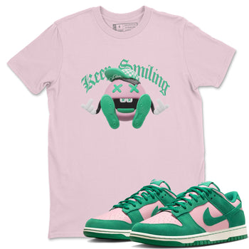 Dunk Low Medium Soft Pink Malachite shirt to match jordans Keep Smiling sneaker tees Dunk Medium Soft Pink Malachite SNRT Sneaker Release Tees unisex cotton Pink 1 crew neck shirt