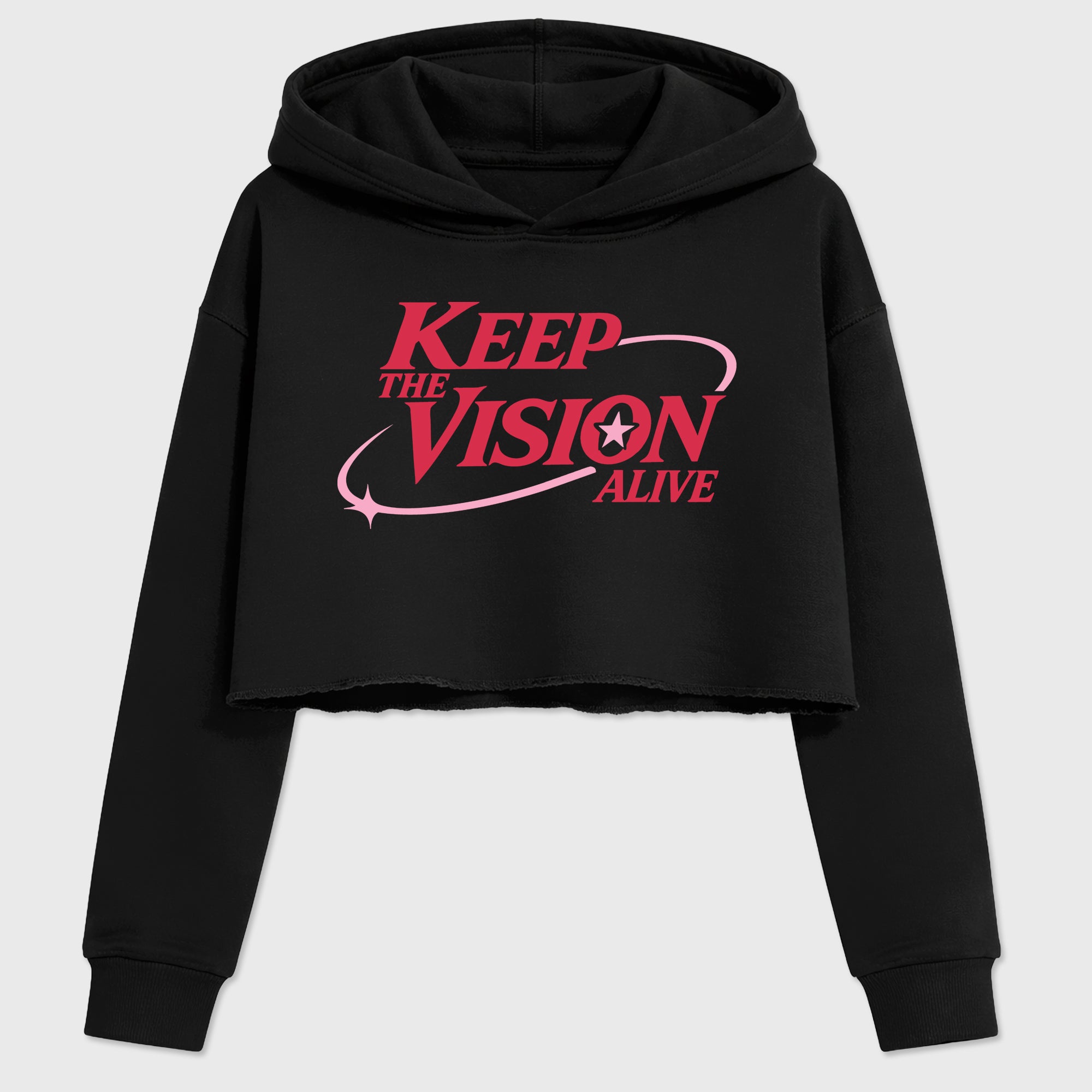 Keep The Vision Alive women’s crop tee designed to match the Air Jordan 1 Travis Scott Tropical Pink, featuring coordinated Black 2 options for a perfect streetwear vibe.