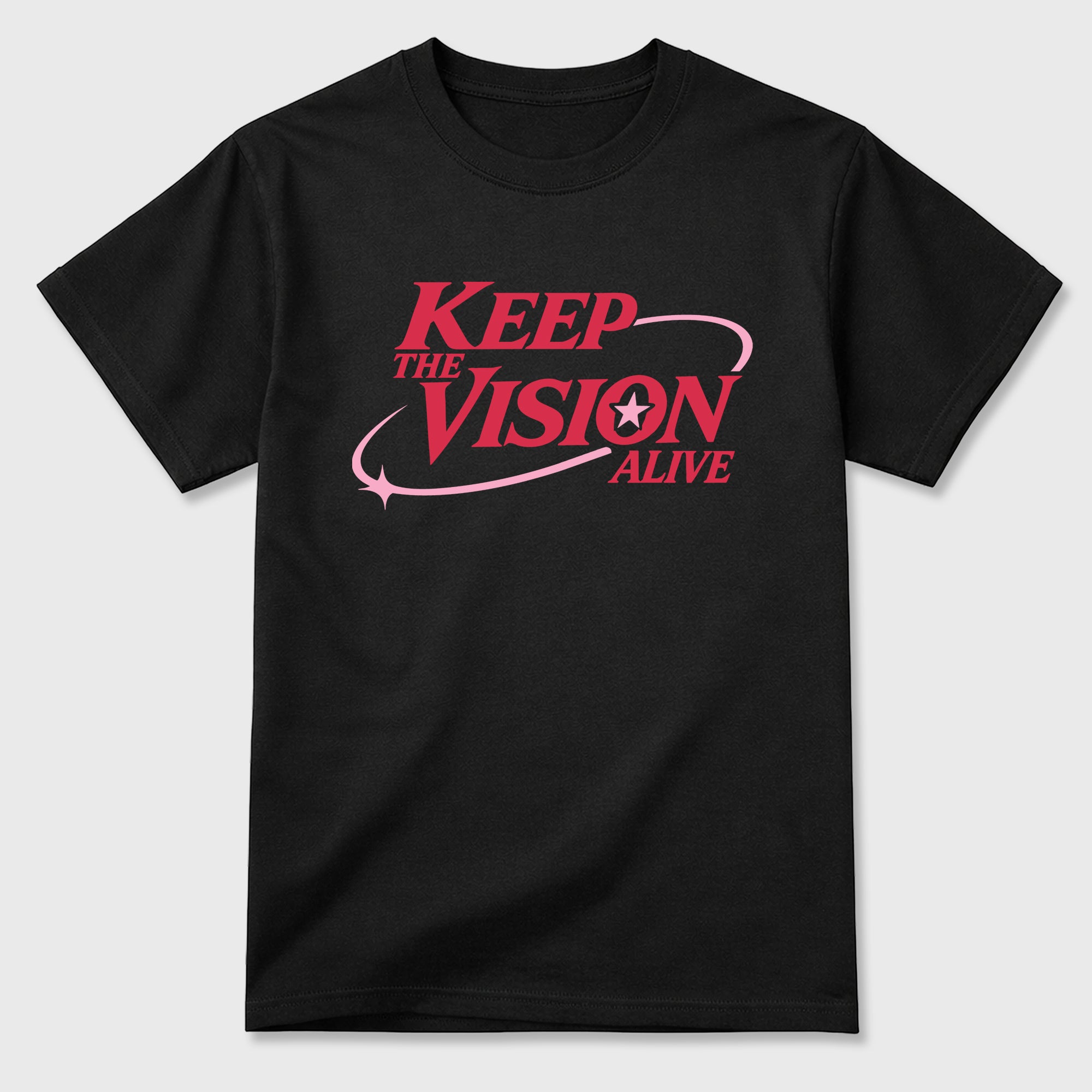 Keep The Vision Alive Graphic T-Shirt sneaker match tee designed for the Air Jordan 1 Travis Scott Tropical Pink, featuring coordinated color options for a perfect streetwear match. Black 2 shirt.