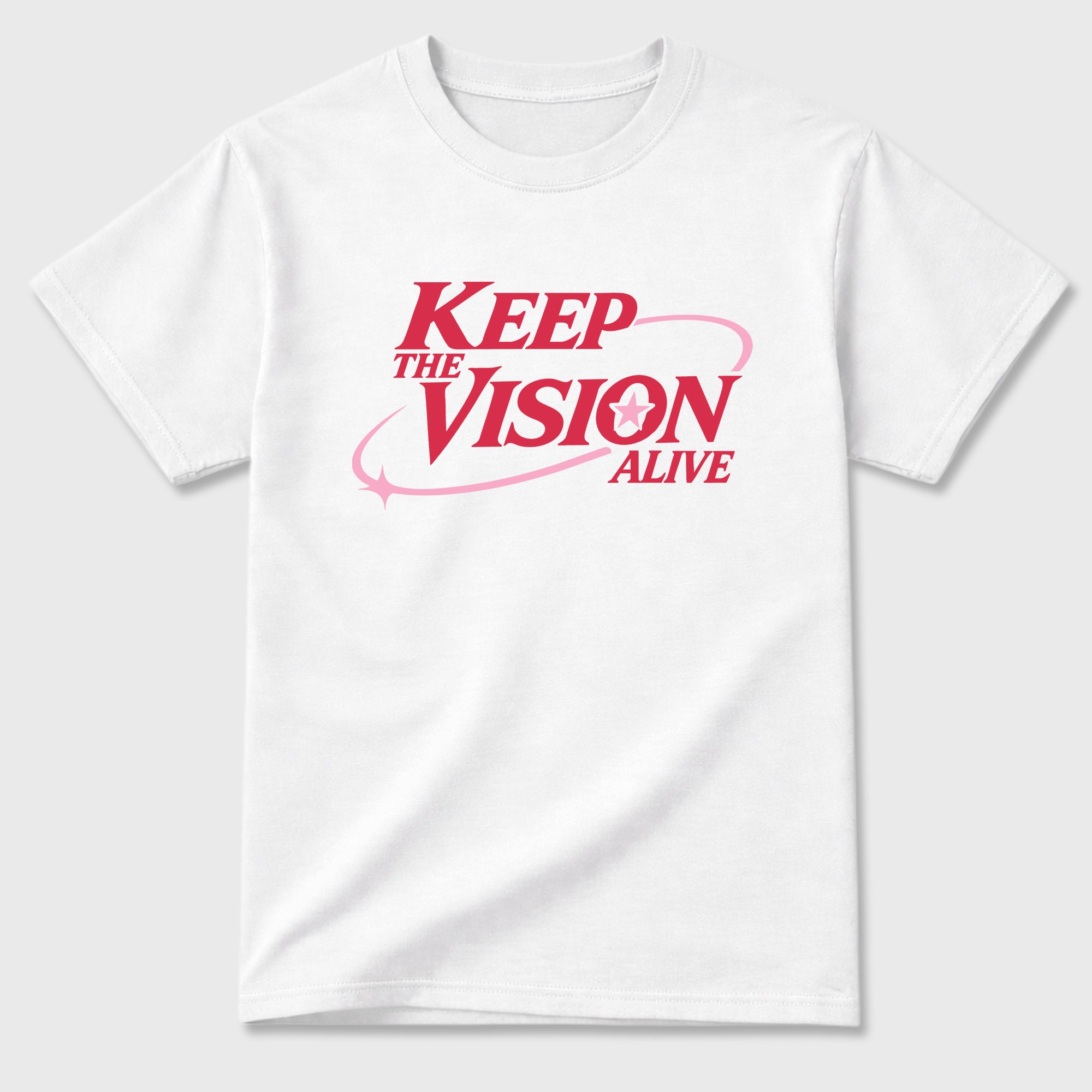 Keep The Vision Alive Graphic T-Shirt sneaker match tee designed for the Air Jordan 1 Travis Scott Tropical Pink, featuring coordinated color options for a perfect streetwear match. White 2 shirt.