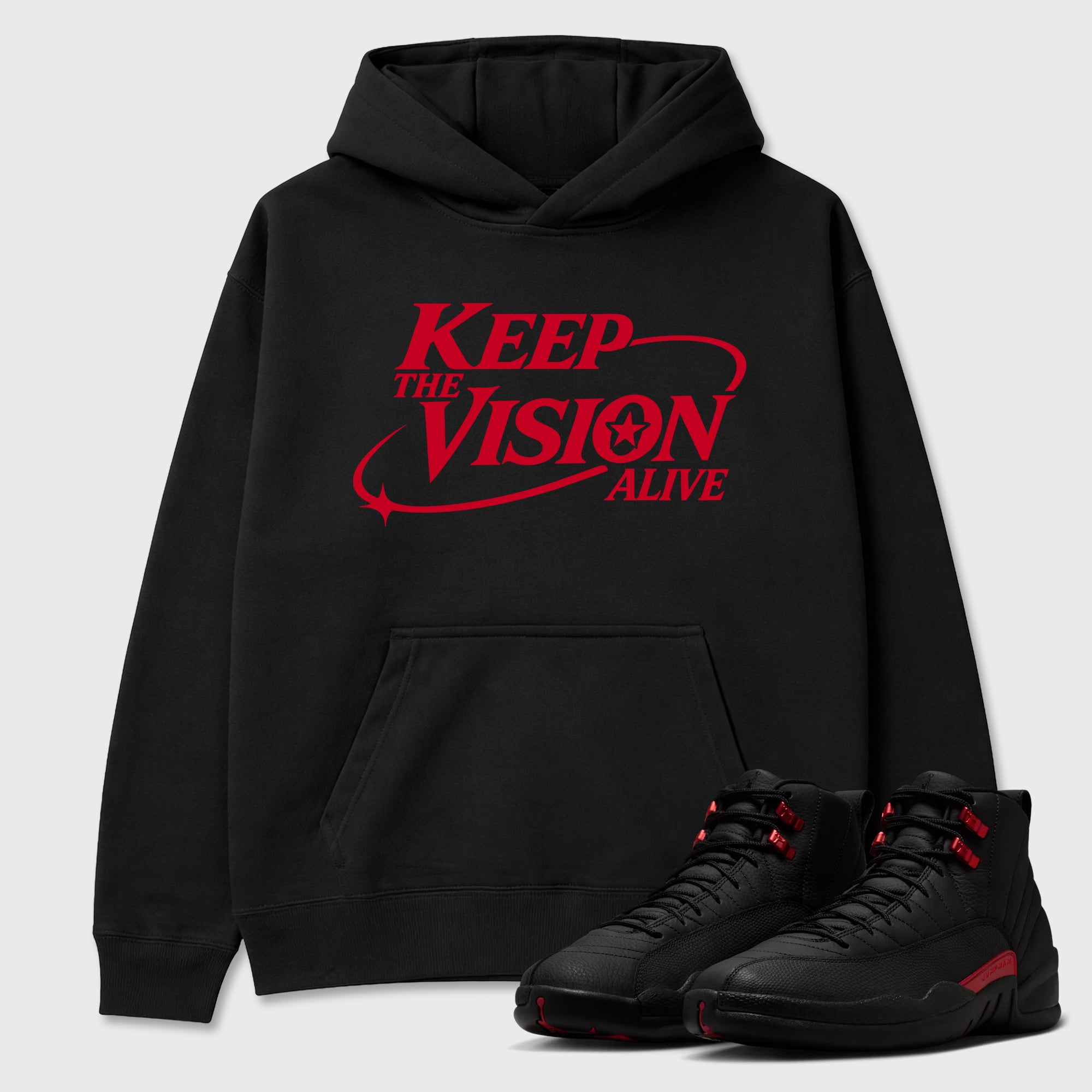 Keep The Vision Alive Graphic T-Shirt sneaker match tee designed for the Air Jordan 12 Bloodline, featuring coordinated color options for a perfect streetwear match. Black 1 shirt.