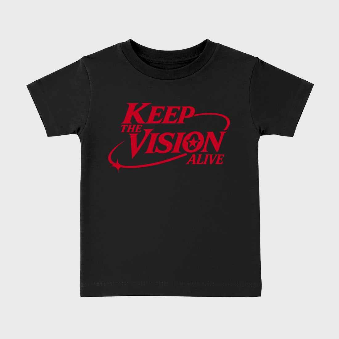 Keep The Vision Alive affordable baby and kids t-shirt designed to match the Air Jordan 12 Bloodline, featuring coordinated Black 2 options for the perfect little sneakerhead streetwear look.