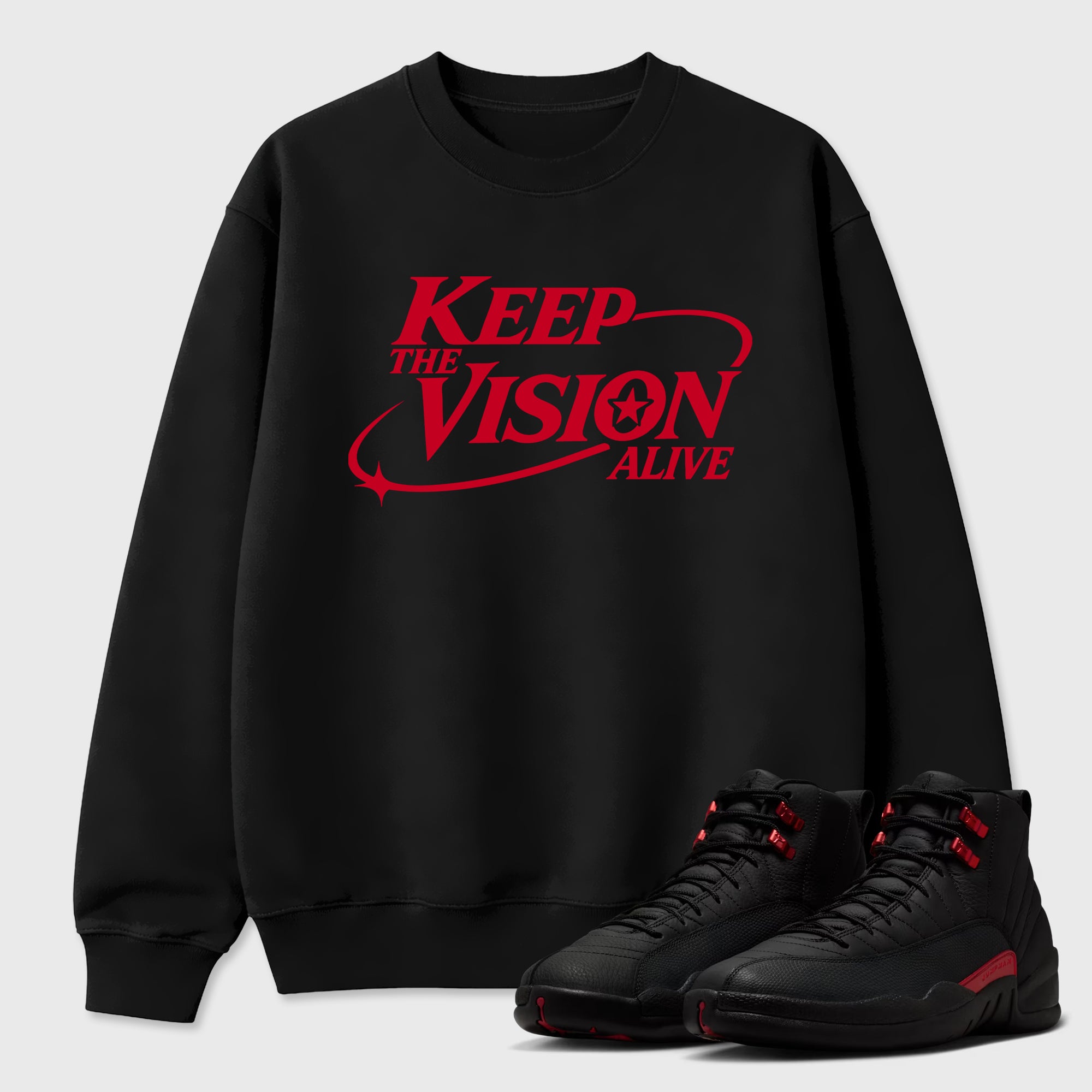 Keep The Vision Alive Graphic T-Shirt sneaker match tee designed for the Air Jordan 12 Bloodline, featuring coordinated color options for a perfect streetwear match. Black 1 shirt.