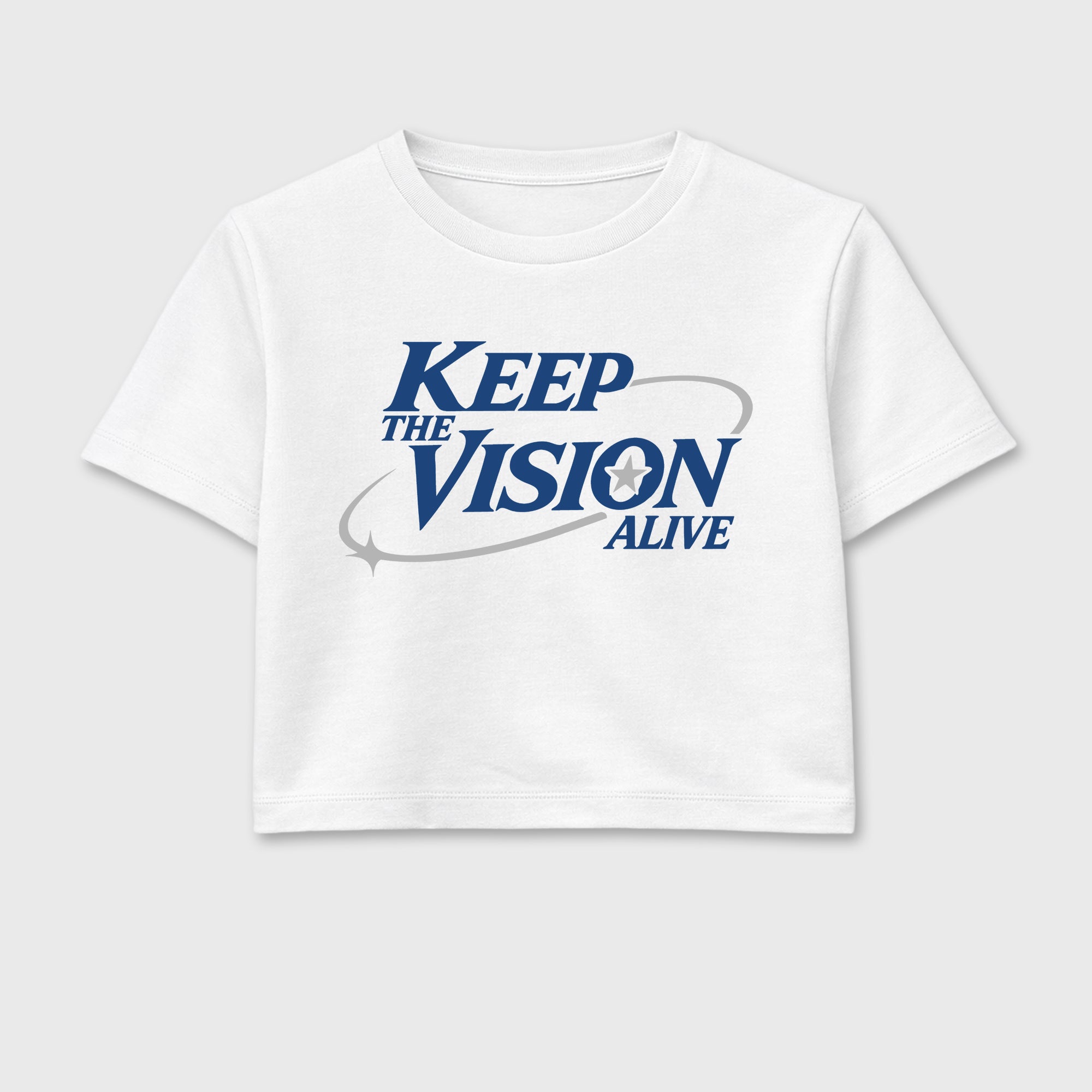 Keep The Vision Alive women’s crop tee designed to match the Air Jordan 3 True Blue, featuring coordinated White 2 options for a perfect streetwear vibe.