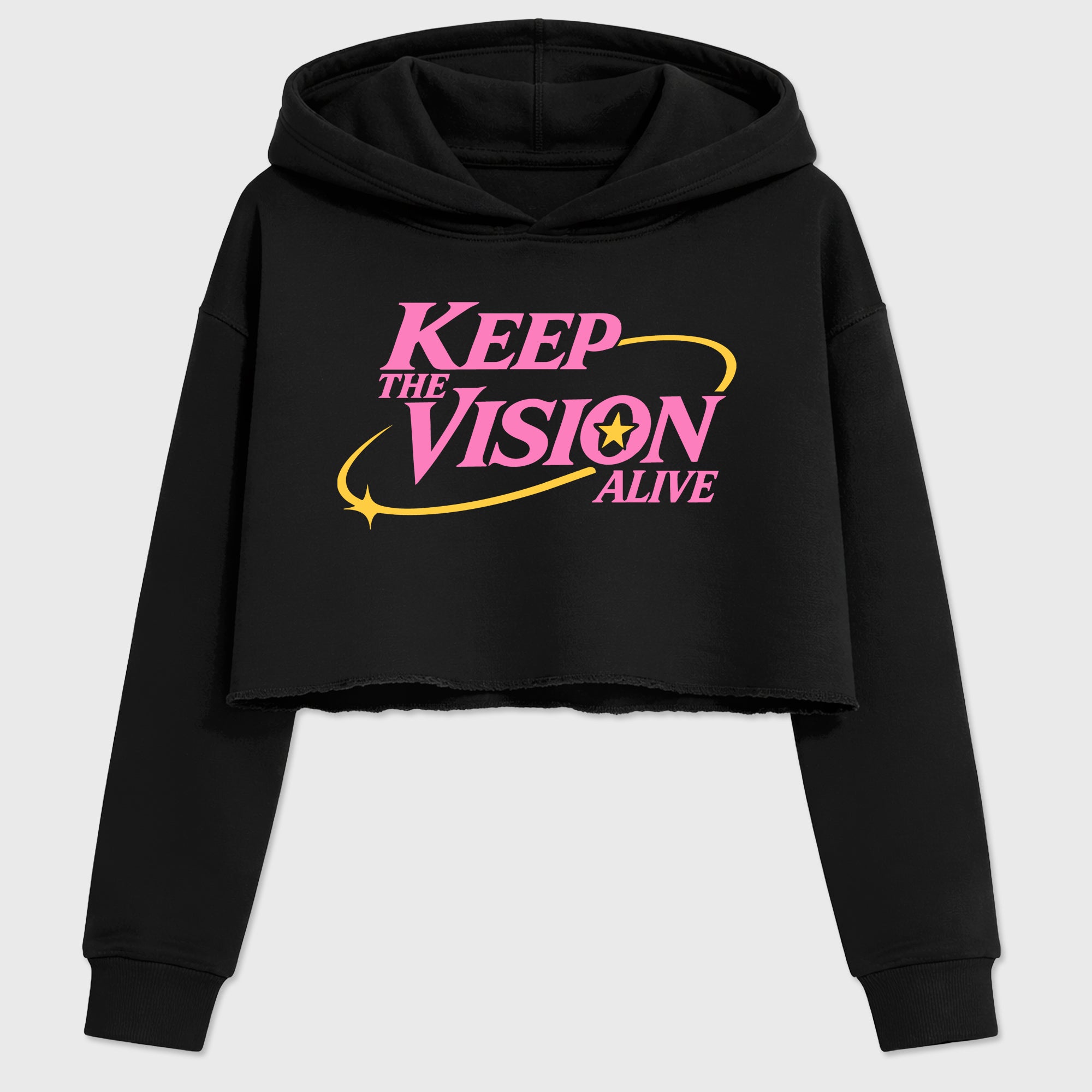 Keep The Vision Alive Women’s Graphic Crop Tee featuring original streetwear artwork designed to match the Air Jordan 4 Comic. Black 2 Crop Tee.