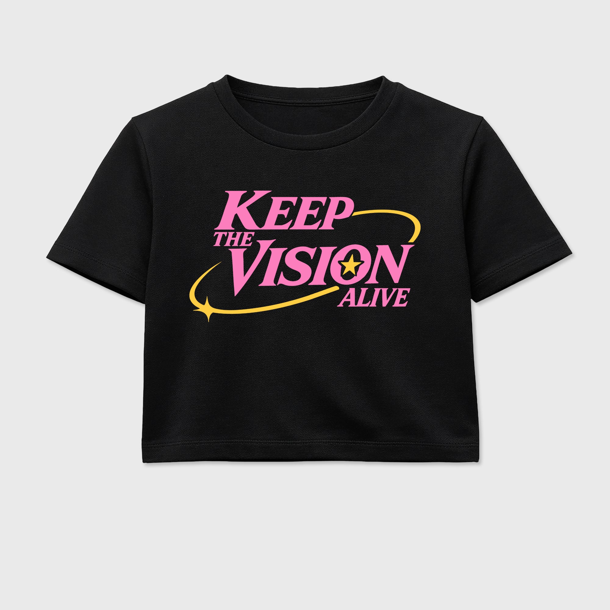 Keep The Vision Alive women’s crop tee designed to match the Air Jordan 4 Comic, featuring coordinated Black 2 options for a perfect streetwear vibe.