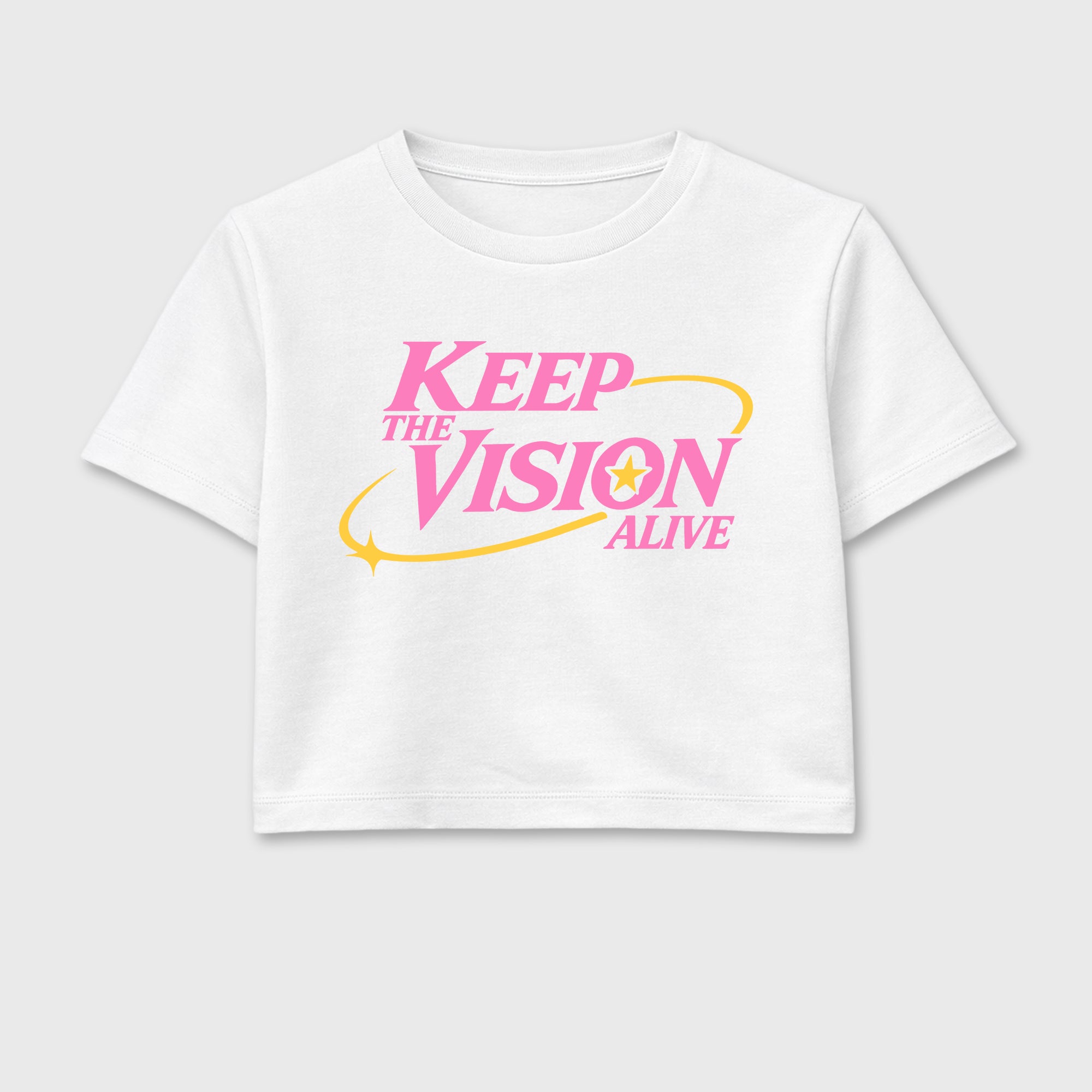 Keep The Vision Alive women’s crop tee designed to match the Air Jordan 4 Comic, featuring coordinated White 2 options for a perfect streetwear vibe.