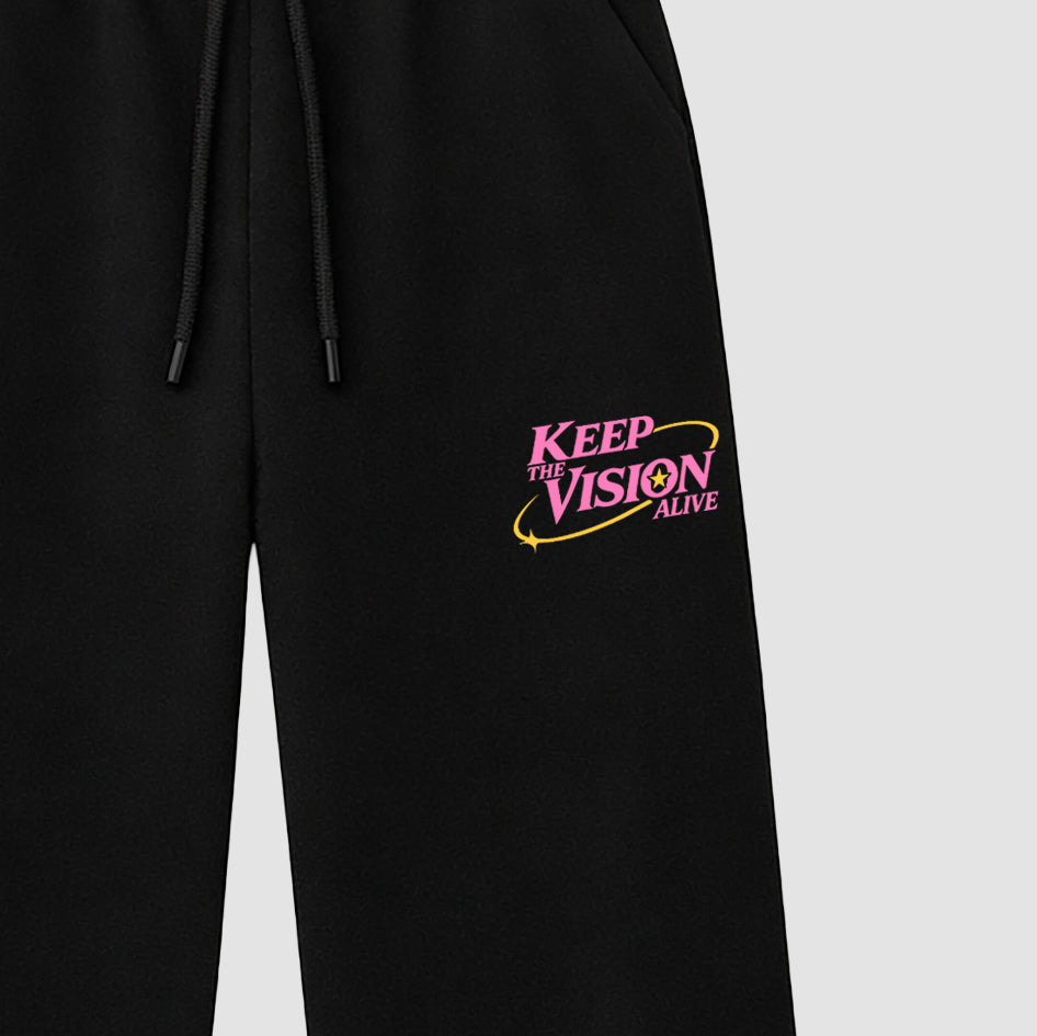 Keep The Vision Alive graphic wide cut sweatpants designed to match the Air Jordan 4 Comic, featuring coordinated Black 2 options for a perfect streetwear vibe.