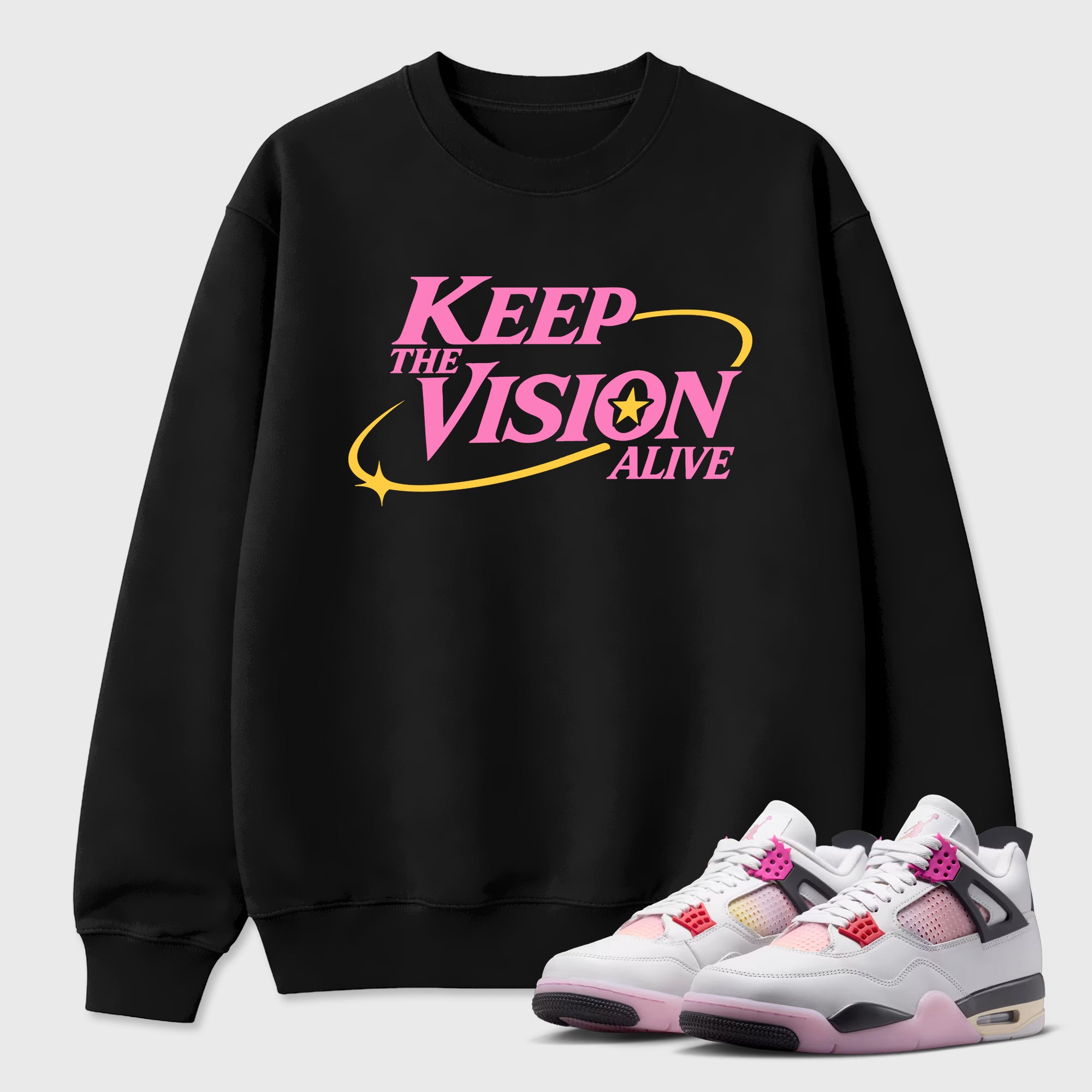 Keep The Vision Alive Graphic T-Shirt featuring original streetwear artwork designed to match the Air Jordan 4 Comic. Black 1 Graphic Tee.