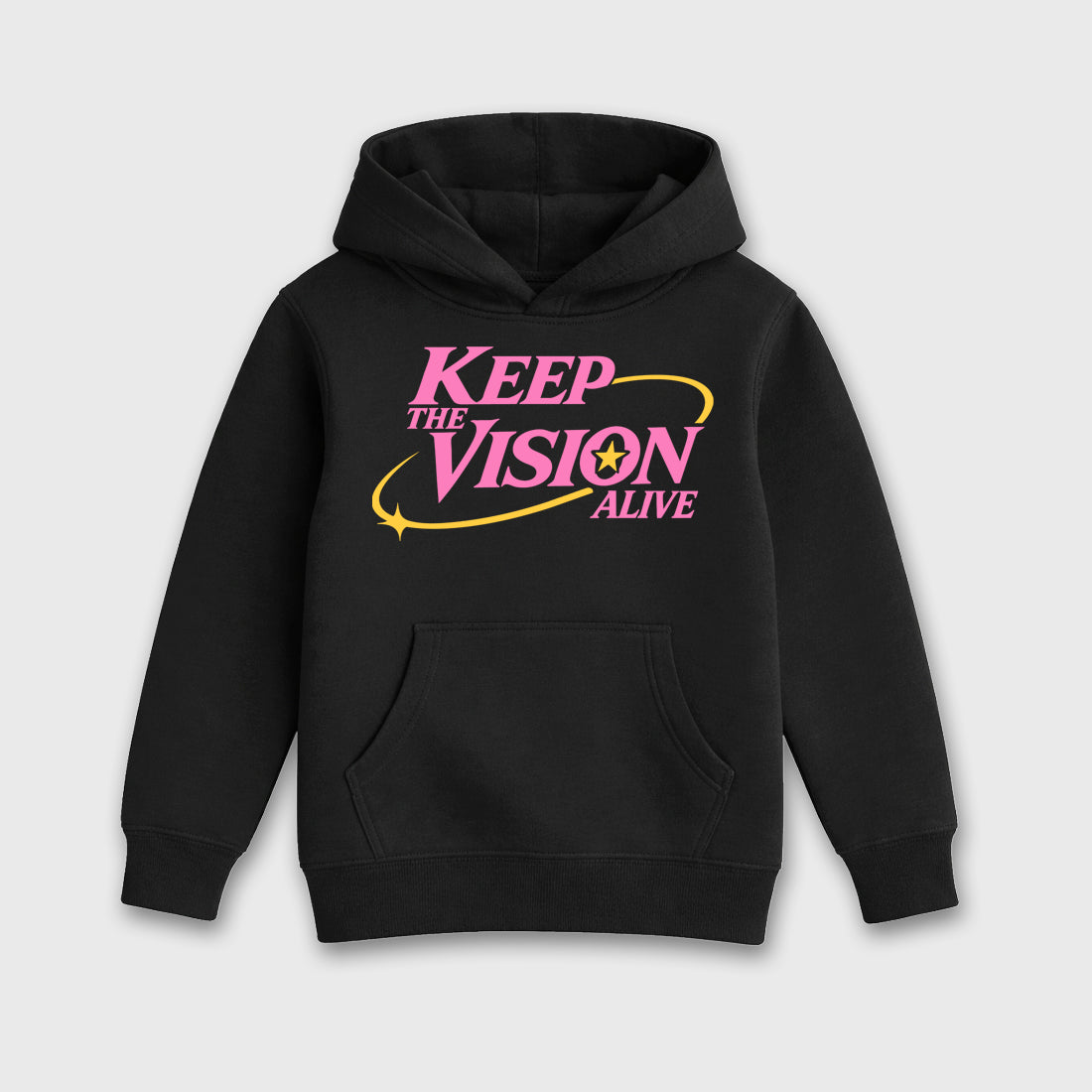 Keep The Vision Alive Baby & Kids Graphic Hoodie featuring original artwork designed to match the Air Jordan 4 Comic. Black 2 Kids Graphic Sweater.