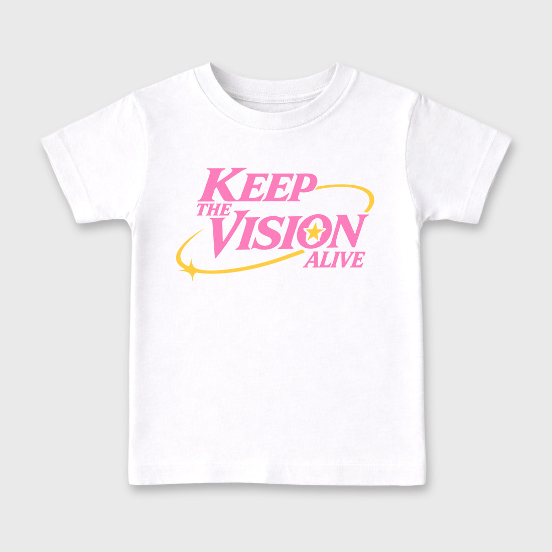 Keep The Vision Alive Baby & Kids Graphic T-Shirt featuring original artwork designed to match the Air Jordan 4 Comic. White 2 Kids Graphic Tee.
