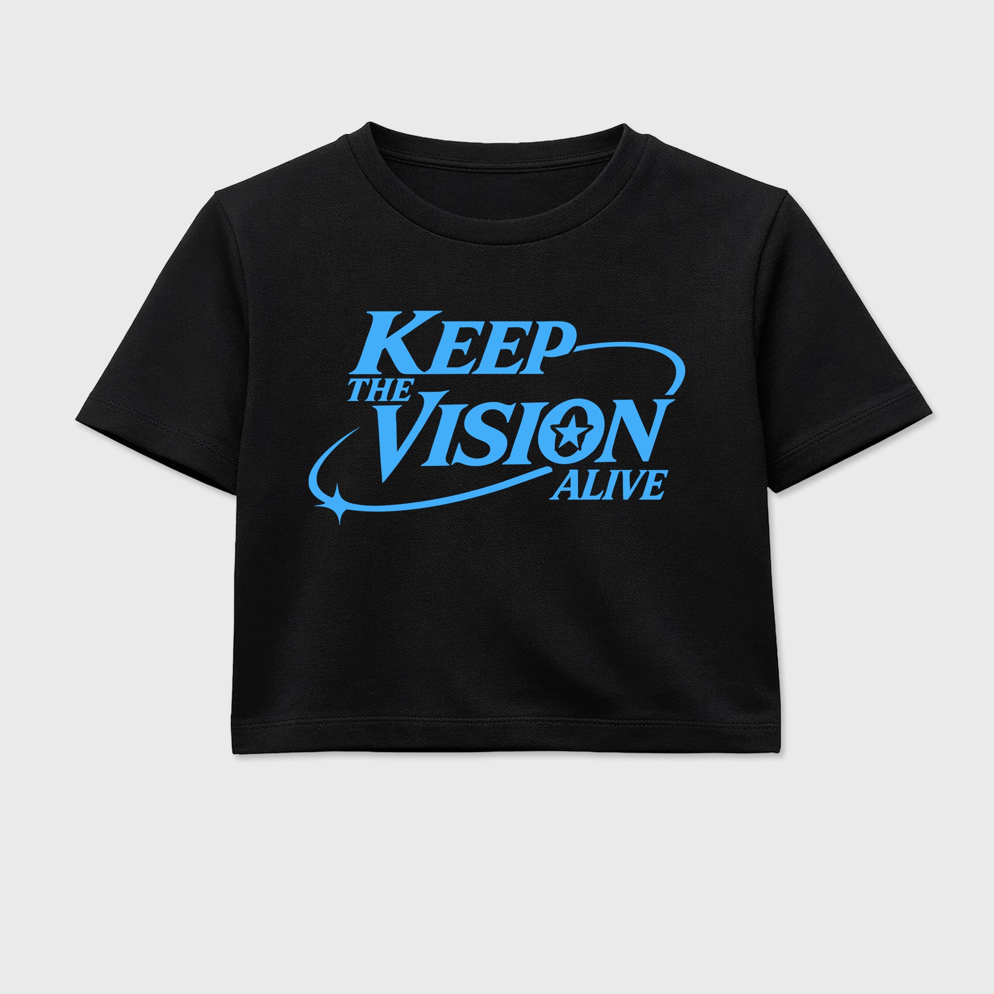 Keep The Vision Alive women’s crop tee designed to match the Air Jordan 5 Black Carolina, featuring coordinated Black 2 options for a perfect streetwear vibe.