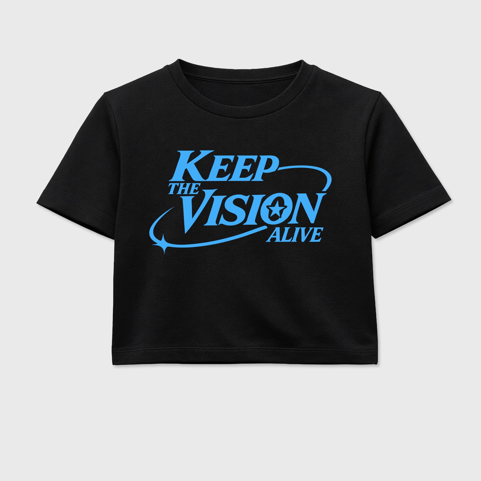 Keep The Vision Alive women’s crop tee designed to match the Air Jordan 5 Black Carolina, featuring coordinated Black 2 options for a perfect streetwear vibe.