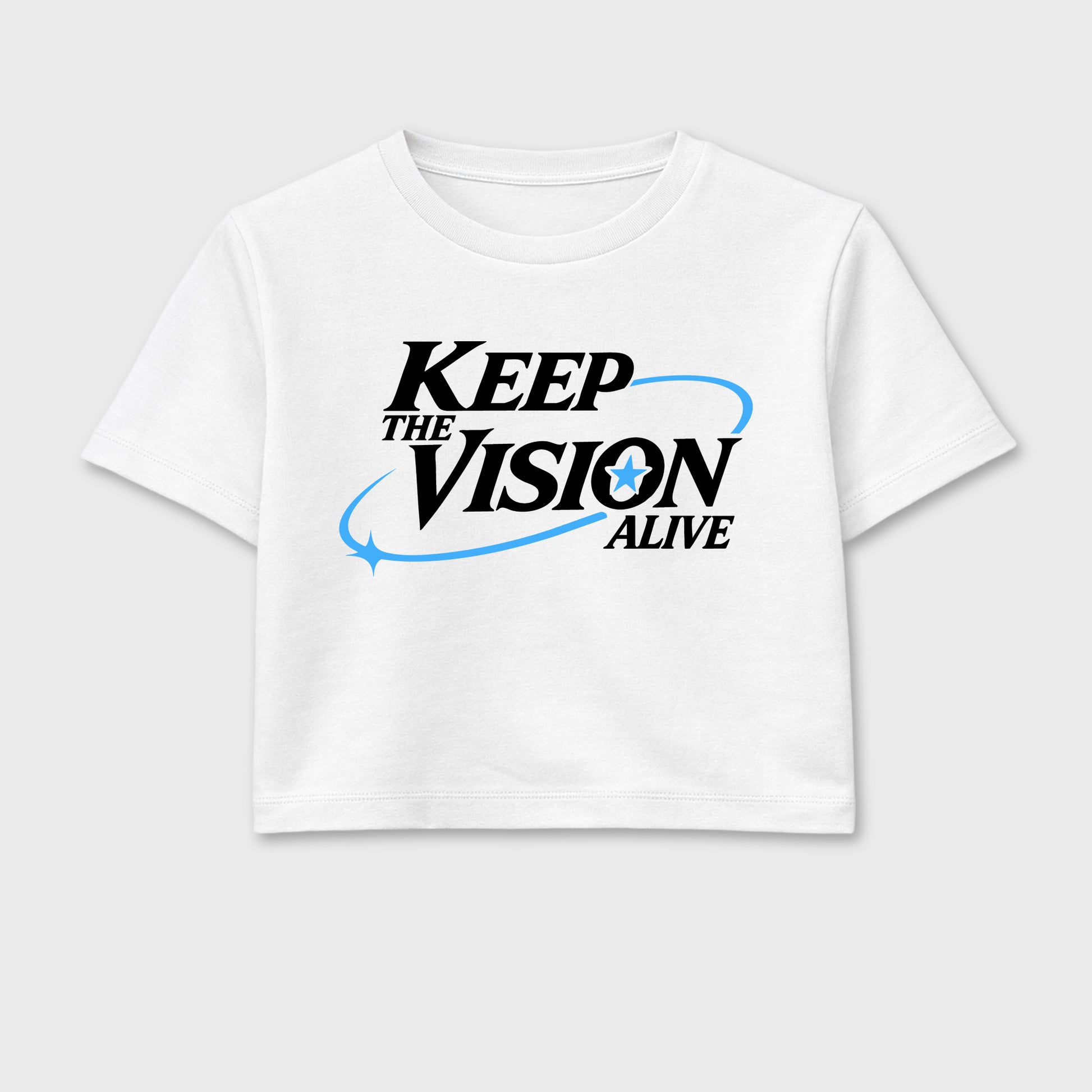 Keep The Vision Alive women’s crop tee designed to match the Air Jordan 5 Black Carolina, featuring coordinated White 2 options for a perfect streetwear vibe.