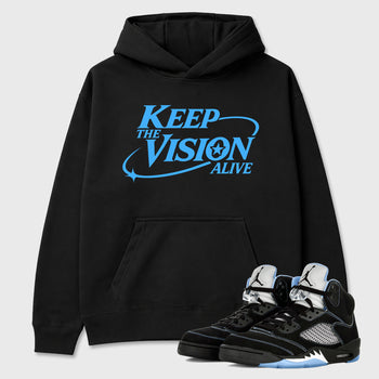 Keep The Vision Alive Graphic T-Shirt sneaker match tee designed for the Air Jordan 5 Black Carolina, featuring coordinated color options for a perfect streetwear match. Black 1 shirt.