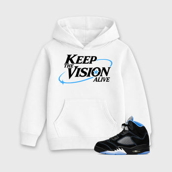 Keep The Vision Alive affordable baby and kids t-shirt designed to match the Air Jordan 5 Black Carolina, featuring coordinated White 1 options for the perfect little sneakerhead streetwear look.