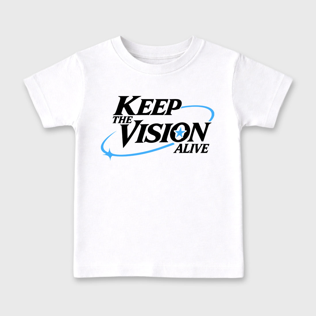 Keep The Vision Alive affordable baby and kids t-shirt designed to match the Air Jordan 5 Black Carolina, featuring coordinated White 2 options for the perfect little sneakerhead streetwear look.