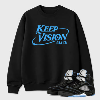 Keep The Vision Alive Graphic T-Shirt sneaker match tee designed for the Air Jordan 5 Black Carolina, featuring coordinated color options for a perfect streetwear match. Black 1 shirt.