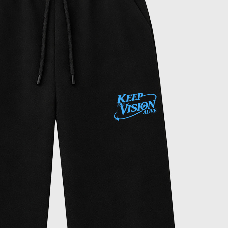 Keep The Vision Alive graphic wide cut sweatpants designed to match the Air Jordan 5 Black Carolina, featuring coordinated Black 2 options for a perfect streetwear vibe.