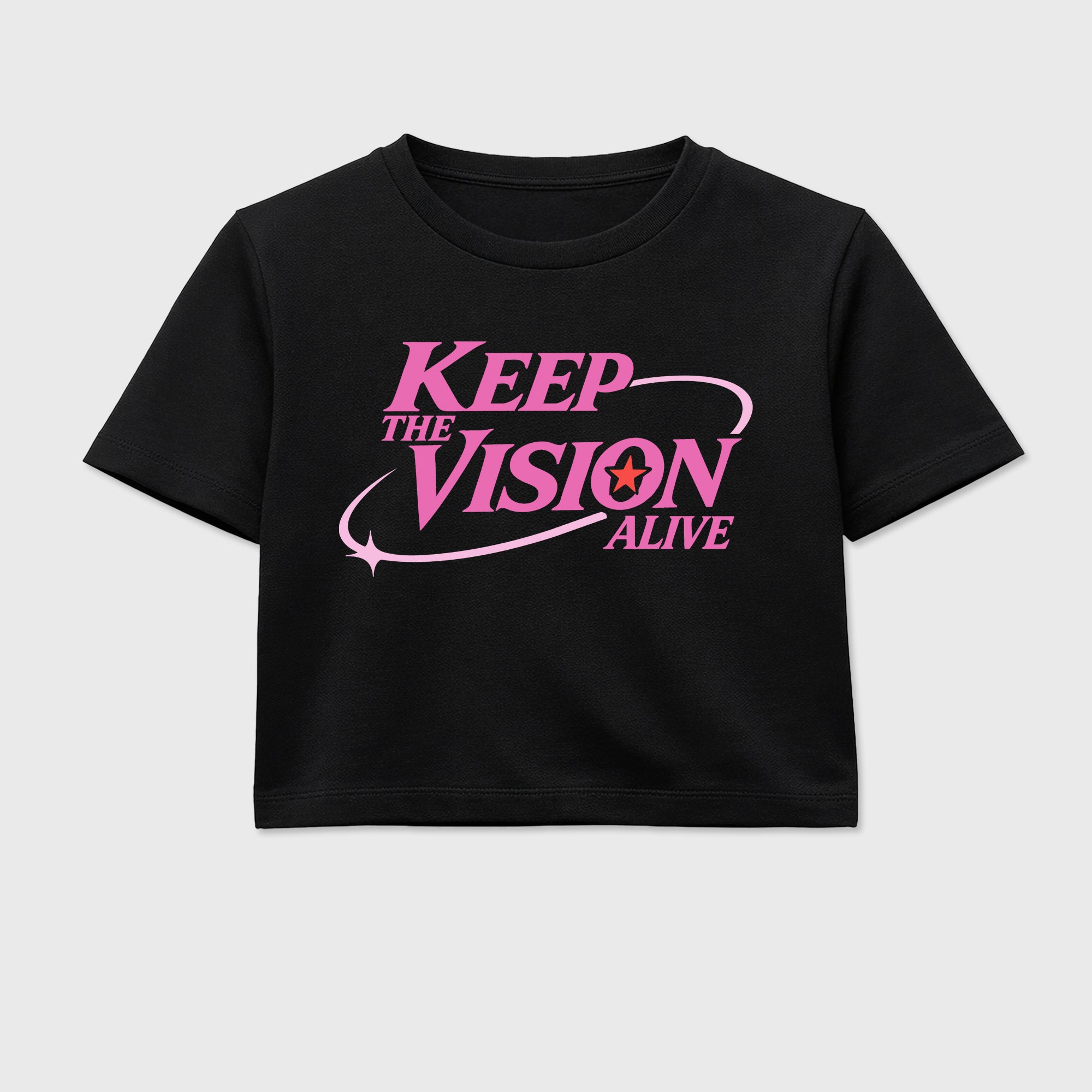 Keep The Vision Alive women’s crop tee designed to match the Air Jordan 6 Playful Pink, featuring coordinated Black 2 options for a perfect streetwear vibe.