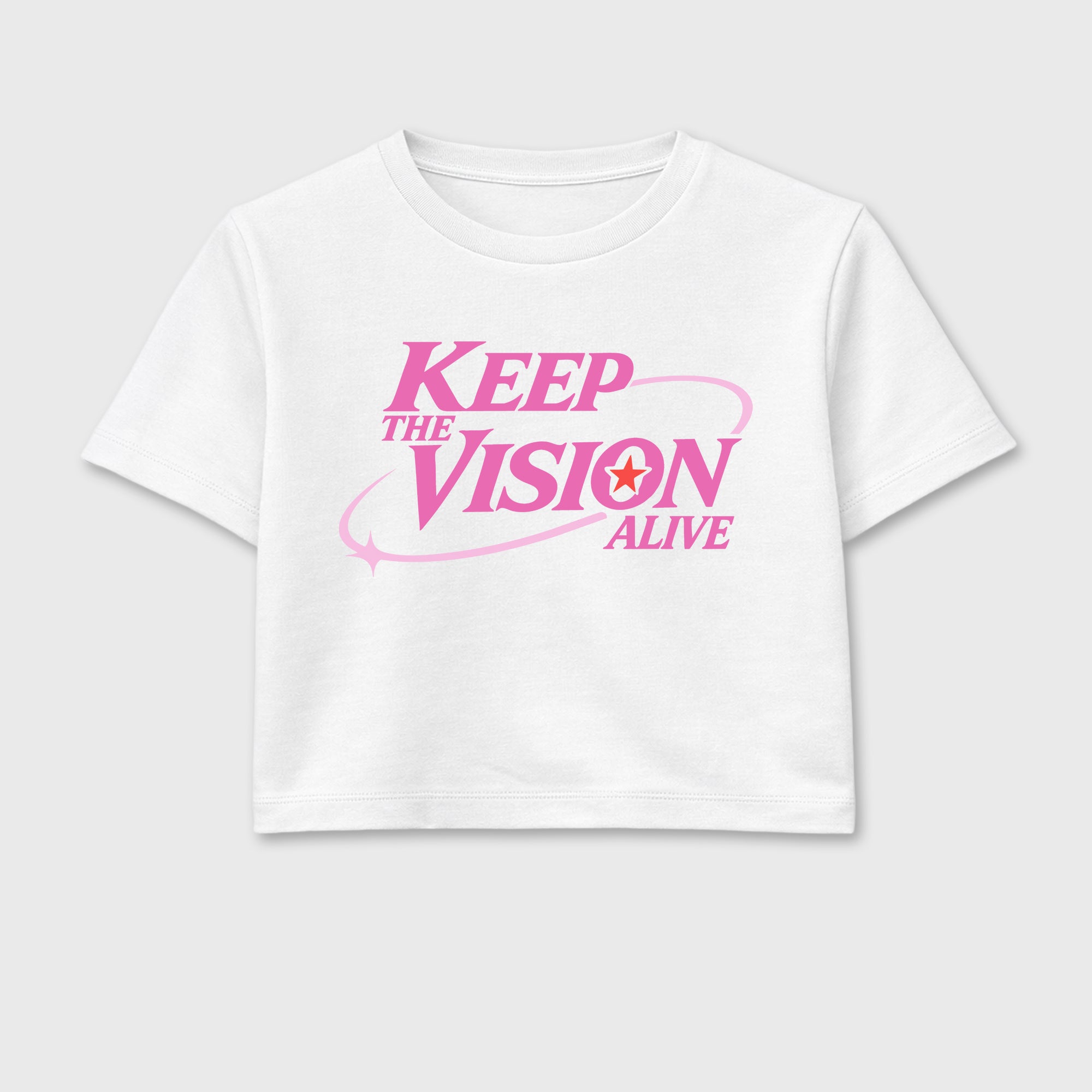 Keep The Vision Alive women’s crop tee designed to match the Air Jordan 6 Playful Pink, featuring coordinated White 2 options for a perfect streetwear vibe.