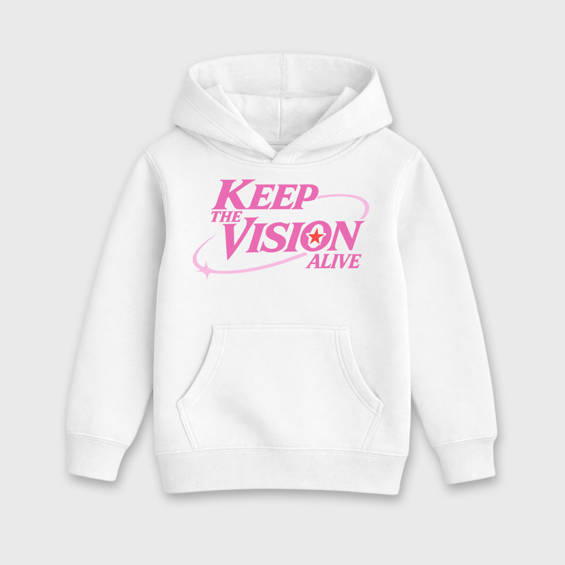 Keep The Vision Alive Baby & Kids Graphic Hoodie featuring original artwork designed to match the Air Jordan 6 Playful Pink. White 2 Kids Graphic Sweater.
