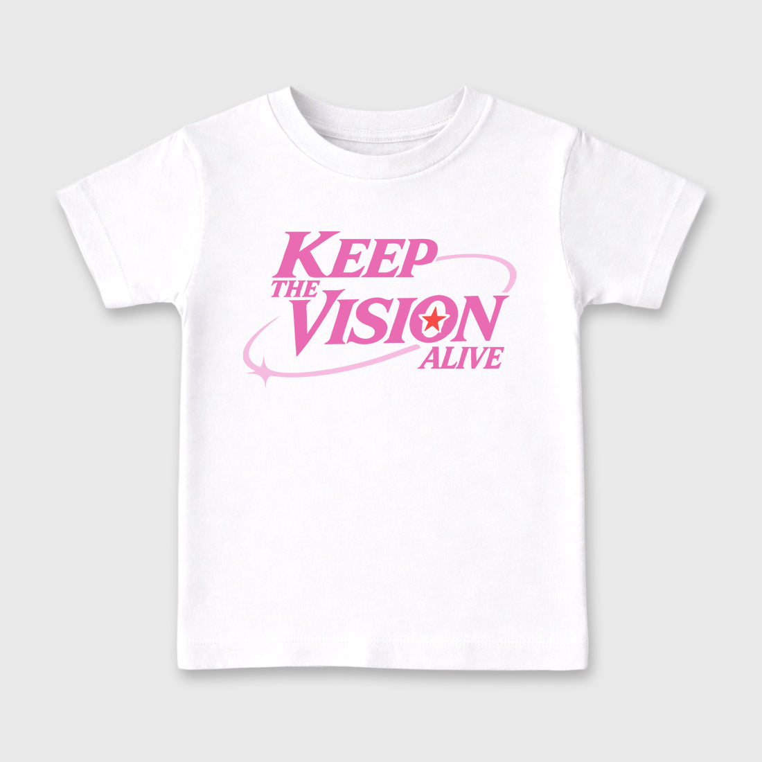 Keep The Vision Alive Baby & Kids Graphic T-Shirt featuring original artwork designed to match the Air Jordan 6 Playful Pink. White 2 Kids Graphic Tee.