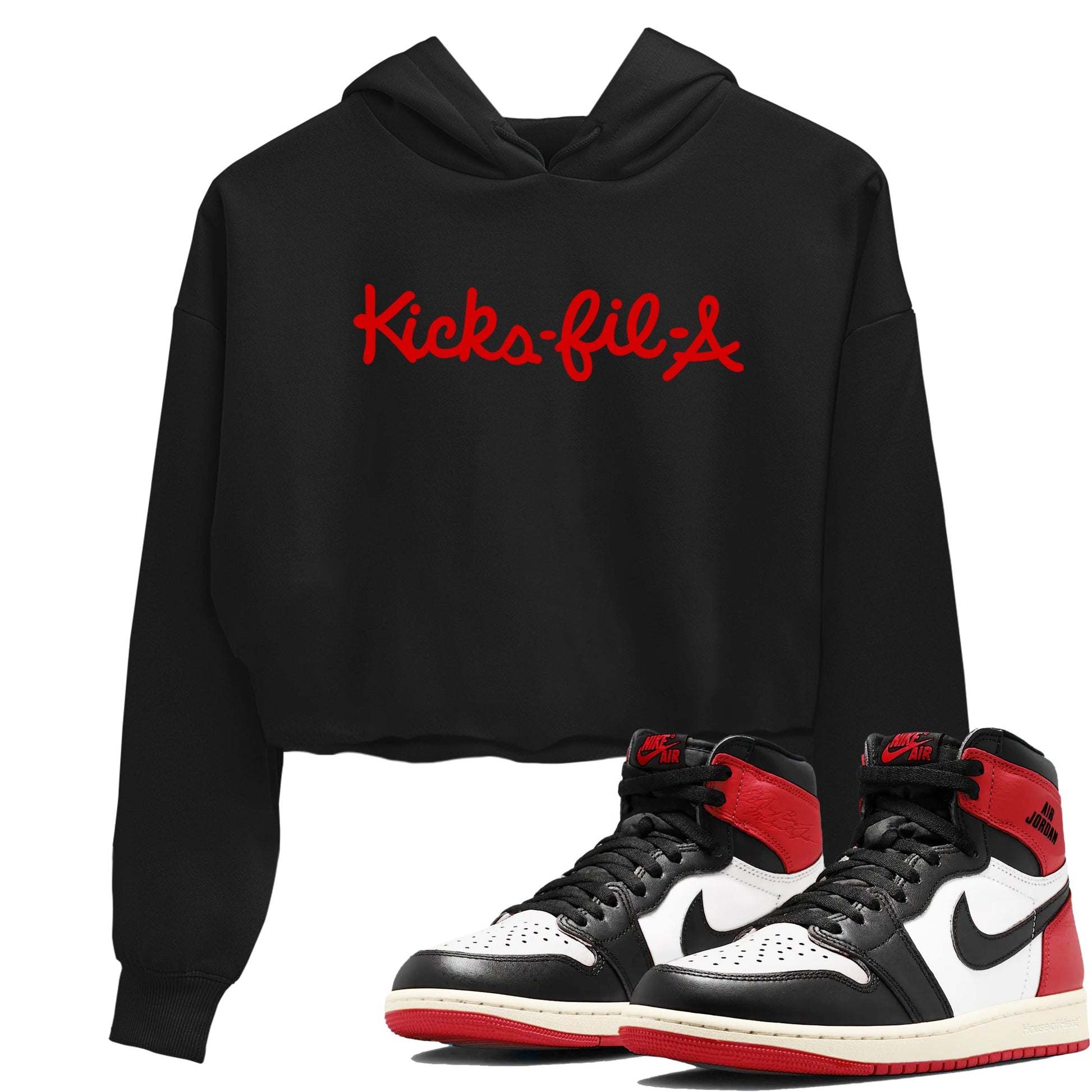 1s Black Toe Reimagined shirts to match jordans Kick Fil A sneaker match tees Air Jordan 1 Black Toe Reimagined SNRT Sneaker Release Tees unisex cotton Black 1 Crop Shirts