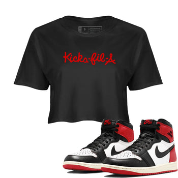1s Black Toe Reimagined shirts to match jordans Kick Fil A sneaker match tees Air Jordan 1 Black Toe Reimagined SNRT Sneaker Release Tees unisex cotton Black 1 Crop Shirts