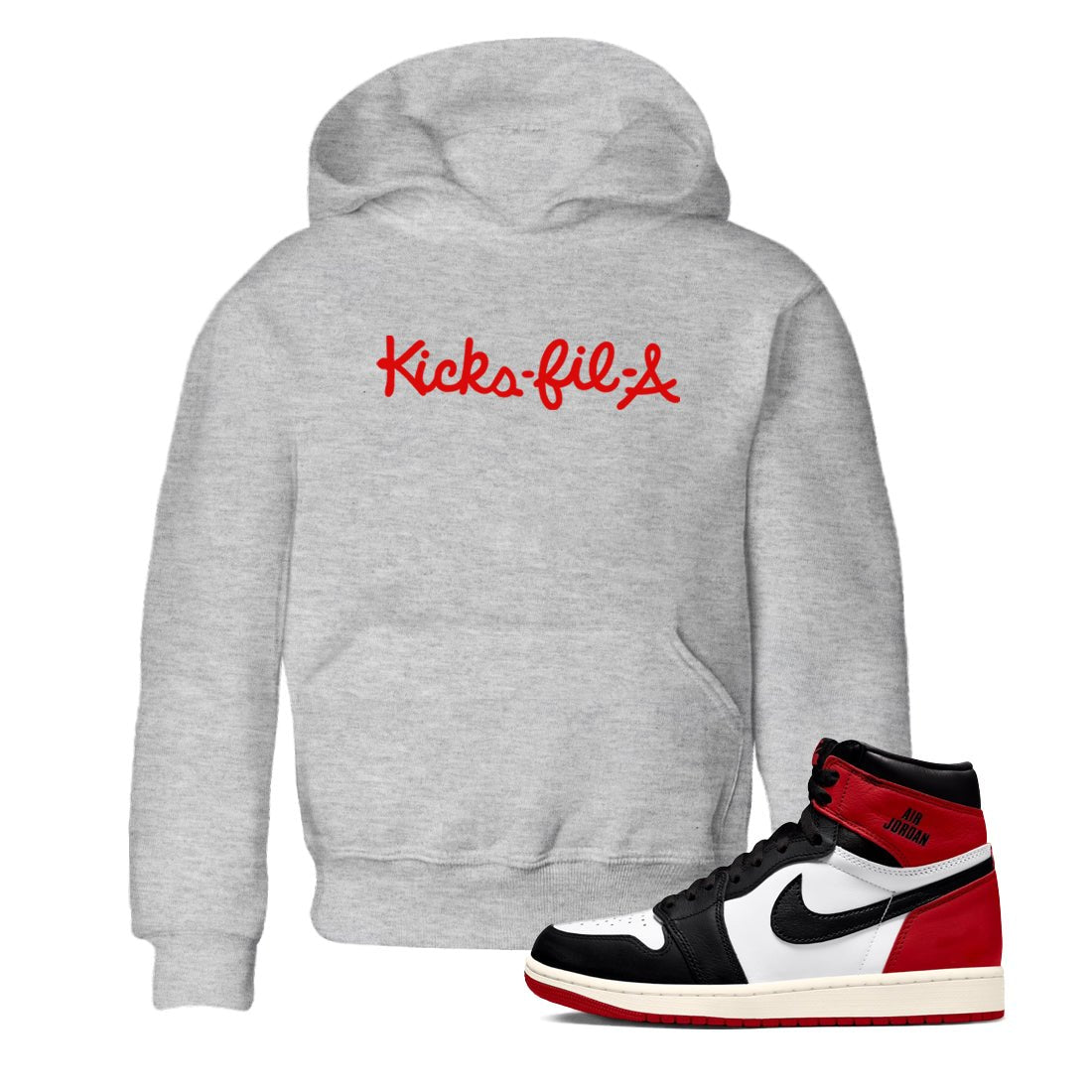 1s Black Toe Reimagined shirts to match jordans Kick Fil A sneaker match tees Air Jordan 1 Black Toe Reimagined SNRT Sneaker Release Tees Youth Baby Heather Grey 1 crew neck shirts