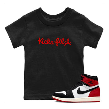 1s Black Toe Reimagined shirts to match jordans Kick Fil A sneaker match tees Air Jordan 1 Black Toe Reimagined SNRT Sneaker Release Tees Youth Baby Black 1 crew neck shirts