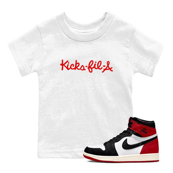 1s Black Toe Reimagined shirts to match jordans Kick Fil A sneaker match tees Air Jordan 1 Black Toe Reimagined SNRT Sneaker Release Tees Youth Baby White 1 crew neck shirts