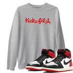 1s Black Toe Reimagined shirts to match jordans Kick Fil A sneaker match tees Air Jordan 1 Black Toe Reimagined SNRT Sneaker Release Tees unisex cotton Heather Grey 1 crew neck shirts