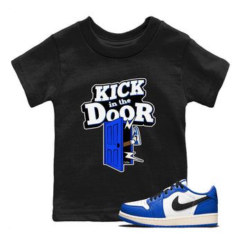 AJ1 Game Royal shirt to match jordans Kick In The Door sneaker tees Air Jordan 1 Game Royal SNRT sneaker release tees baby toddler Black 1 cotton Shirt