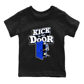 AJ1 Game Royal shirt to match jordans Kick In The Door sneaker tees Air Jordan 1 Game Royal SNRT sneaker release tees baby toddler Black 2 cotton Shirt