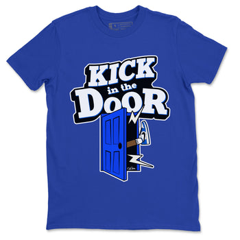 AJ1 Game Royal shirt to match jordans Kick In The Door sneaker tees Air Jordan 1 Game Royal SNRT Sneaker Release Tees unisex cotton Royal Blue 2 crew neck shirt