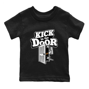 1s Wolf Grey shirts to match jordans Kick In The Door sneaker match tees Air Jordan 1 Wolf Grey SNRT Sneaker Tees streetwear brand Baby and Youth Black 2 cotton tee