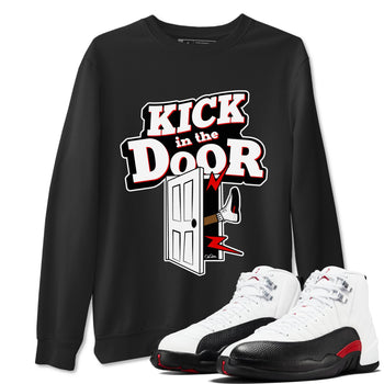 12s Taxi Flip shirts to match jordans Kick In The Door sneaker match tees Air Jordan 12 Taxi Flip SNRT Sneaker Tees streetwear brand Black 1 unisex cotton tee