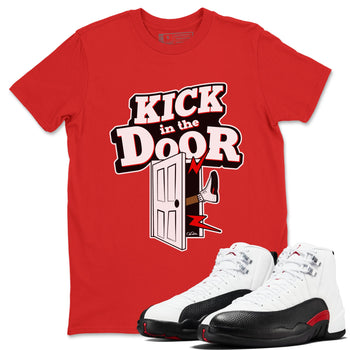 12s Taxi Flip shirts to match jordans Kick In The Door sneaker match tees Air Jordan 12 Taxi Flip SNRT Sneaker Tees streetwear brand Red 1 unisex cotton tee