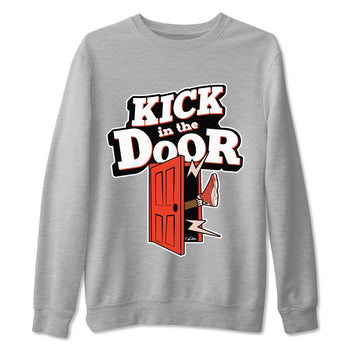 13s Dune Red shirts to match jordans Kick In The Door sneaker match tees Air Jordan 13 Dune Red SNRT Sneaker Tees streetwear brand Heather Grey 2 unisex cotton tee