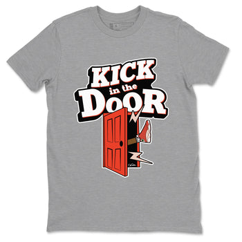 13s Dune Red shirts to match jordans Kick In The Door sneaker match tees Air Jordan 13 Dune Red SNRT Sneaker Tees streetwear brand Heather Grey 2 unisex cotton tee