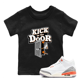 3s Georgia Peach shirt to match jordans Kick In The Door sneaker tees Air Jordan 3 Georgia Peach SNRT sneaker release tees baby toddler Black 1 cotton Shirt