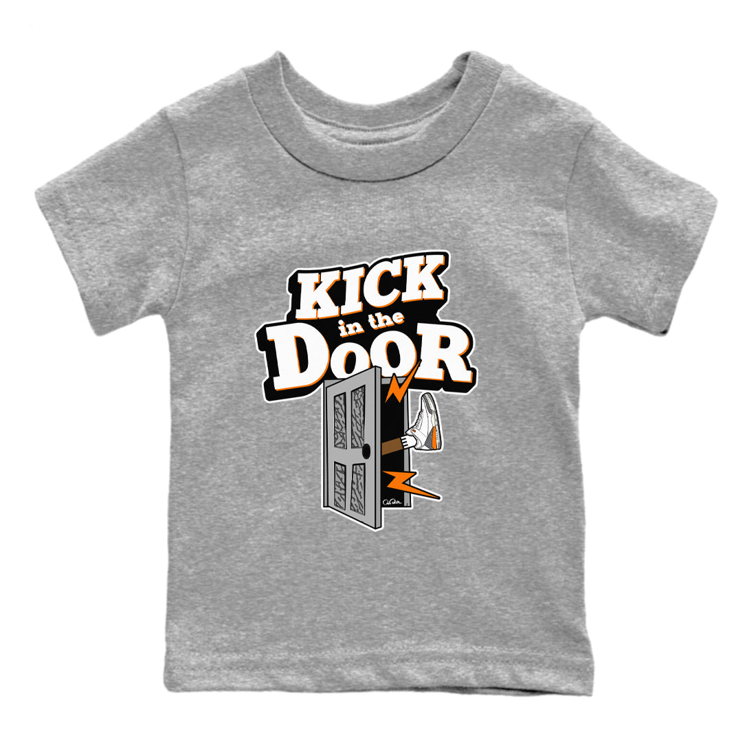 3s Georgia Peach shirt to match jordans Kick In The Door sneaker tees Air Jordan 3 Georgia Peach SNRT sneaker release tees baby toddler Heather Grey 2 cotton Shirt